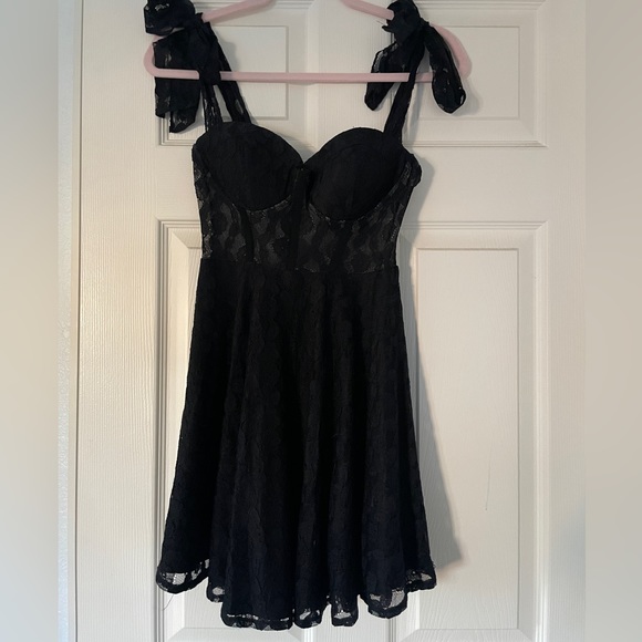 Hello Molly/Saints and Secrets Black Bustier lace Mini dress - Picture 2 of 4